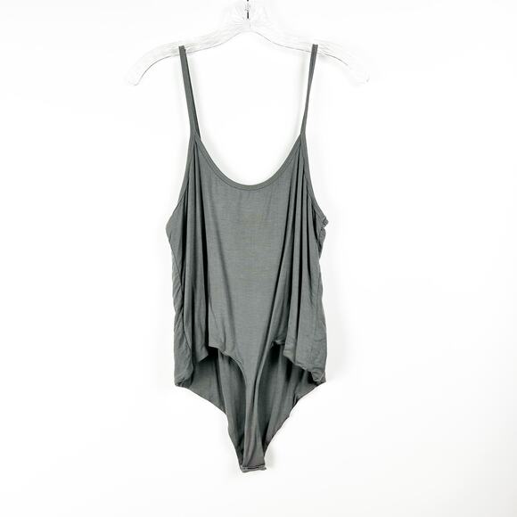 Hey You Cheeky Bodysuit Gray Basic Layering Spaghetti Strap Womens Size XL - Picture 9 of 11